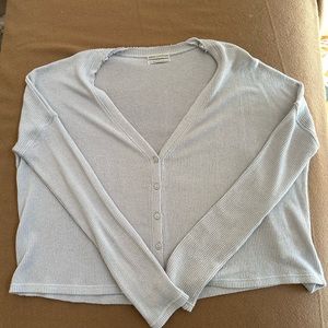 Urban Outfitters Light Grey Knit Button Up Size Medium